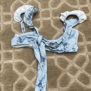 LoveShackFancy light blue floral bikini top